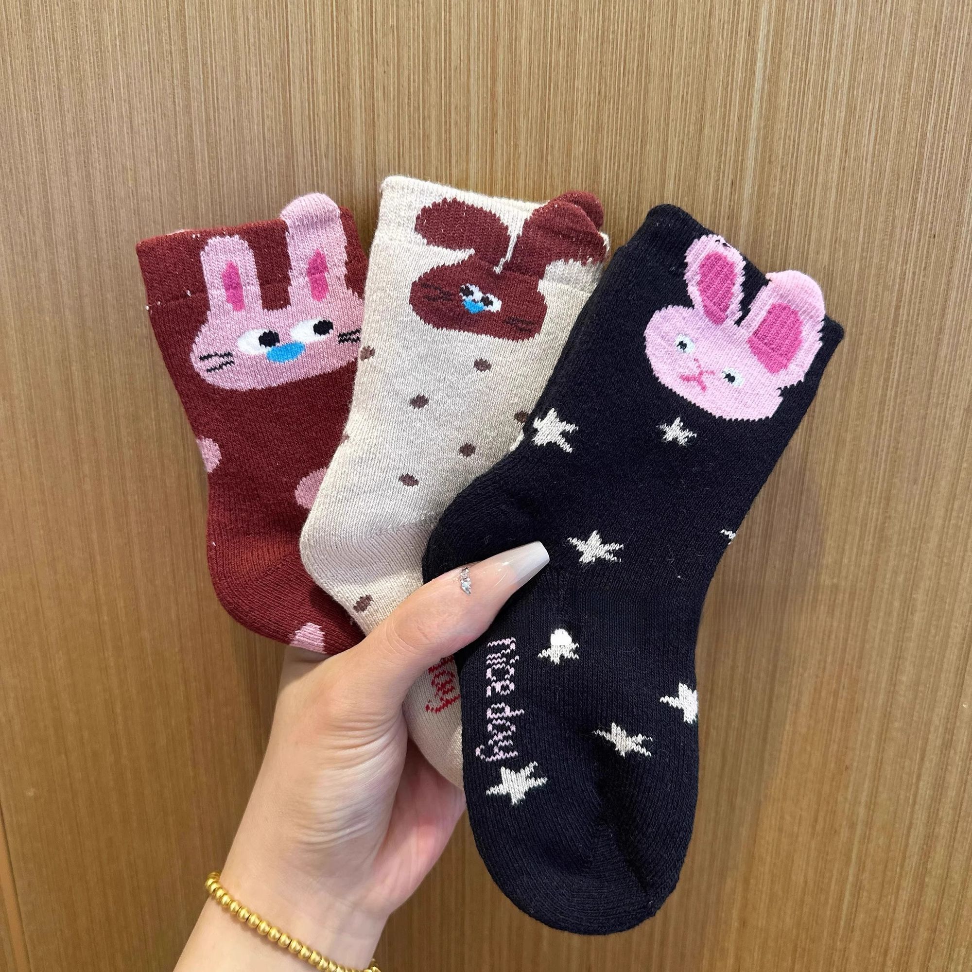 女童袜子秋冬款卡通加绒