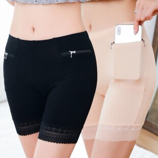 妈妈防盗内裤 带拉链口袋裤 200斤棉打底裤 防走光大码 女夏季