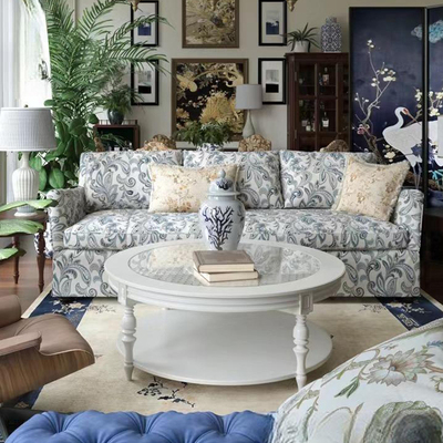 工厂钢化玻璃编藤美式实木定制