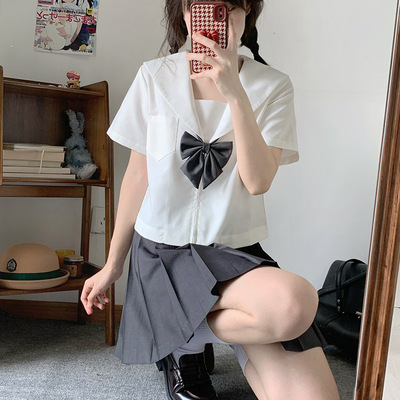 札幌襟jk学院风穿搭水手服长短袖校供感日系学生制服甜美套装女