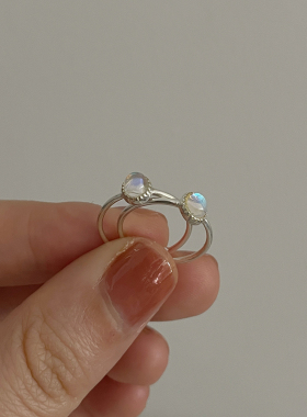 925纯银幻彩月光石开口尾戒