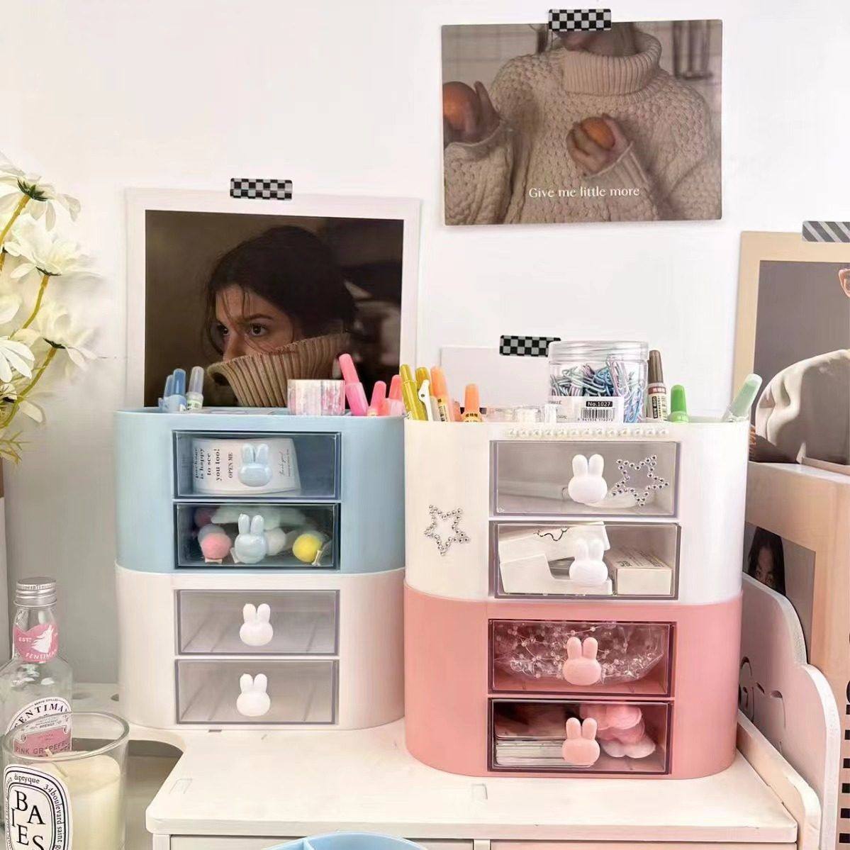 桌面抽屉式收纳盒学生书桌笔筒小置物架亚克力书桌,收纳整理,化妆箱/盒,淘宝优惠券,粉丝福利购,淘宝优惠卷