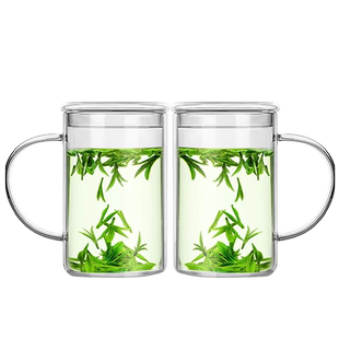 1000ml大容量玻璃杯带盖茶杯男款泡茶杯耐高温杯子牛奶杯水杯家用
