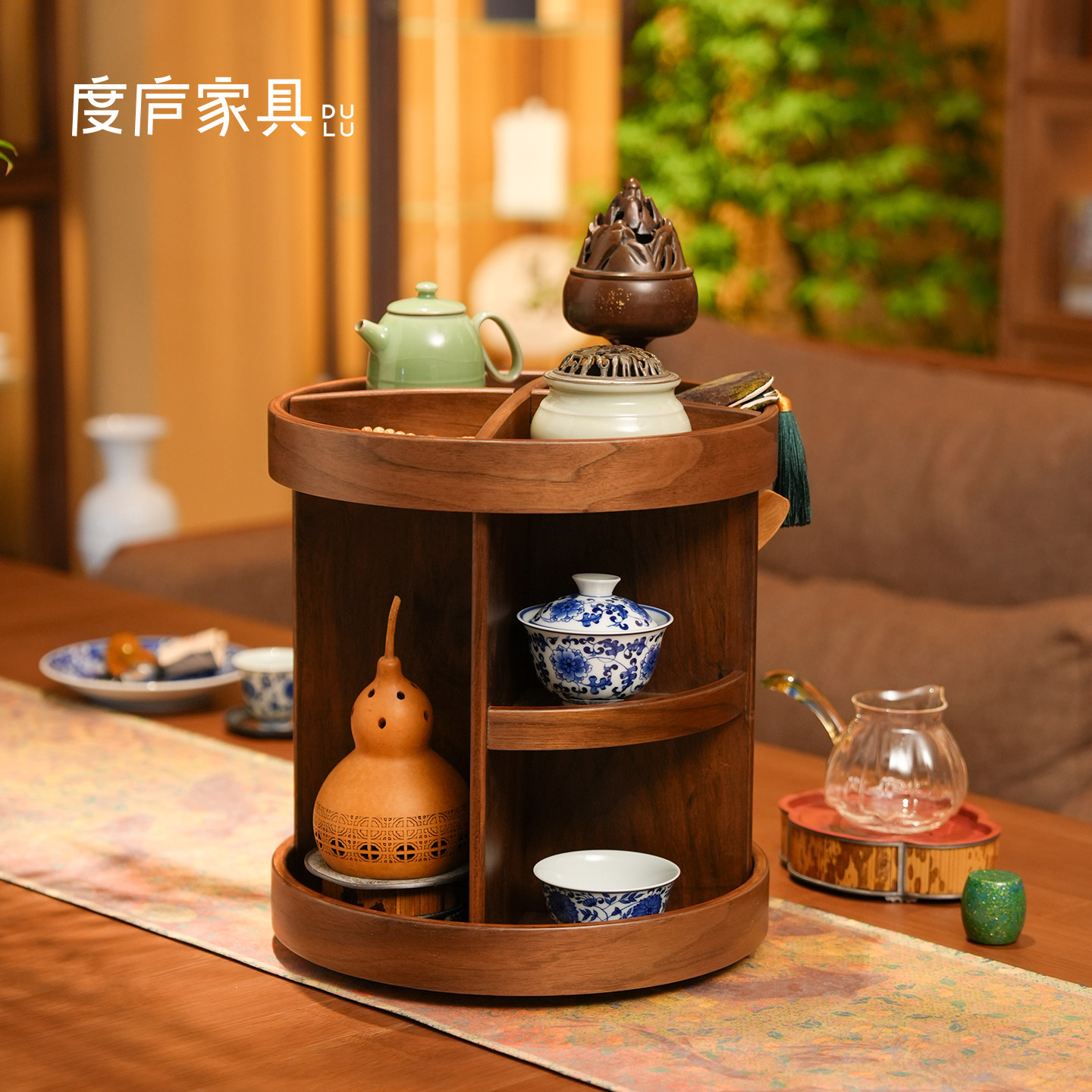 旋转置物架桌面多层收纳柜多宝阁