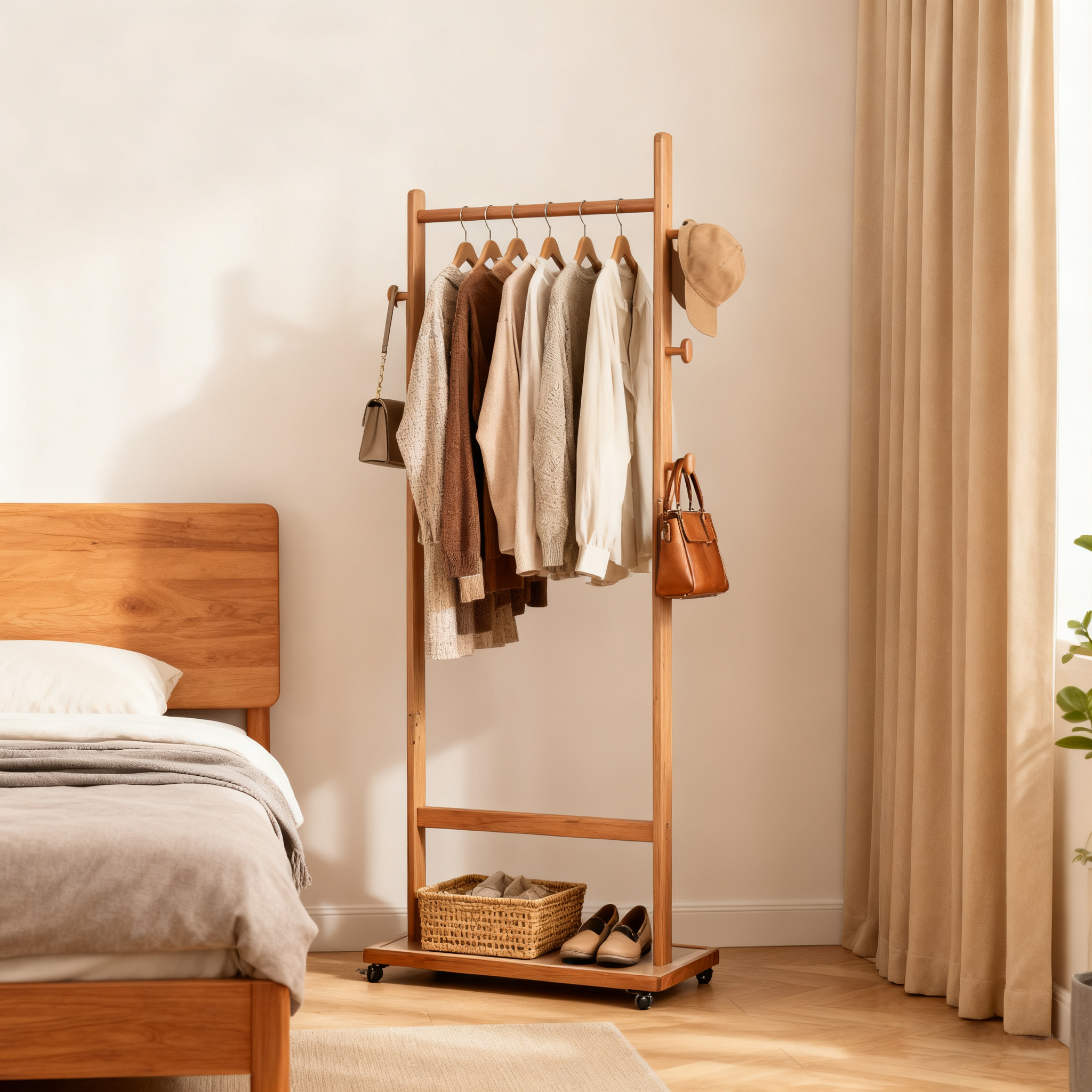 度庐家用衣帽架简约楠竹挂衣架