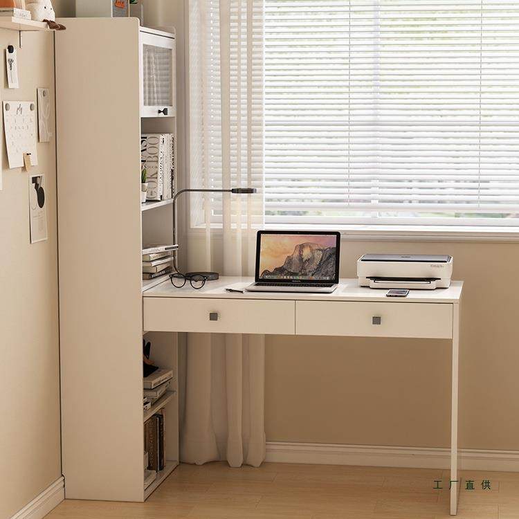 新款可伸缩书桌书架带书柜一体梳妆台小户型卧室家用奶油风电脑桌,影音电器,更多影音配件,淘宝优惠券,粉丝福利购,淘宝优惠卷