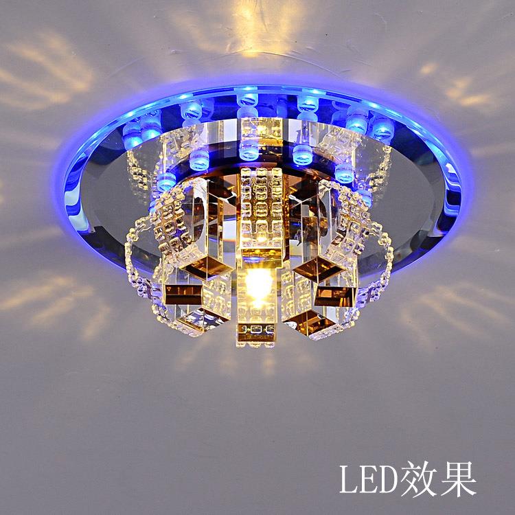 水晶过道走廊灯奢华水晶圆形吊顶孔灯嵌入式led玄关灯入户灯