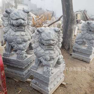 华有石业青石大理石石狮子汉白玉大门仿古狮子步行街