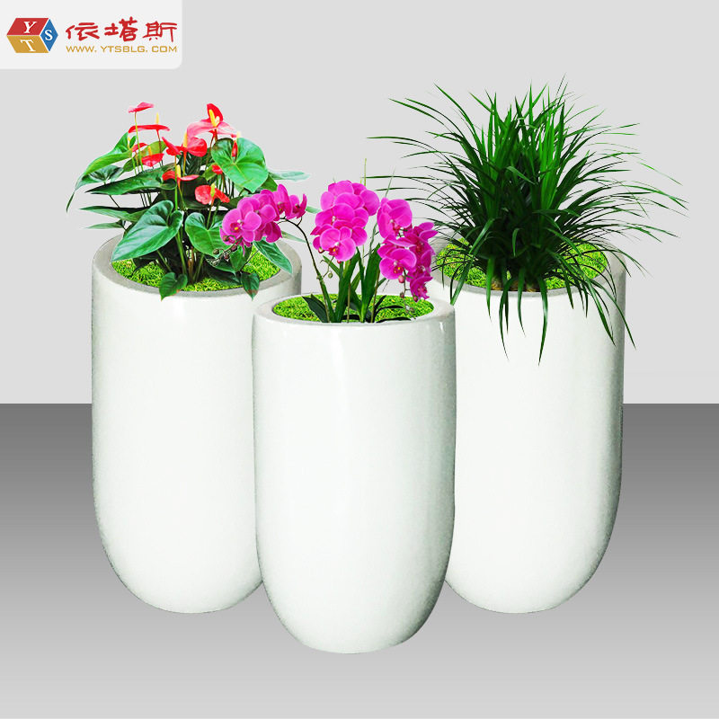 玻璃钢圆形组合花钵花箱家庭园艺绿花工程花圃商场酒店耐腐蚀花盆