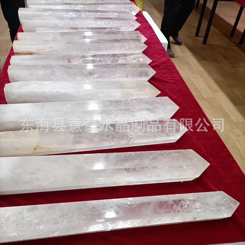 天然白水晶大柱子抛光天然石水晶六面能量柱风水长柱招财风水摆件