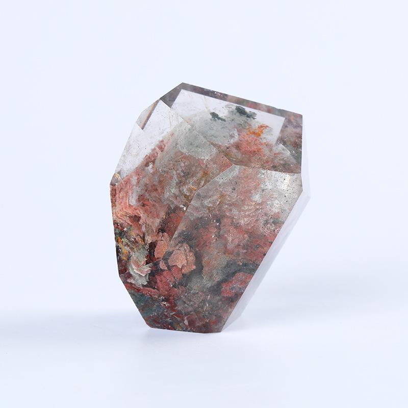 天然水晶绿幽灵摆件天然彩幽灵水晶原石打磨随行不规则家居摆件