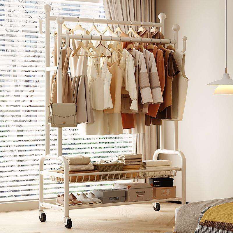 挂衣架落地家用可折叠衣帽架卧室内挂衣服架子阳台简易收纳晾衣新