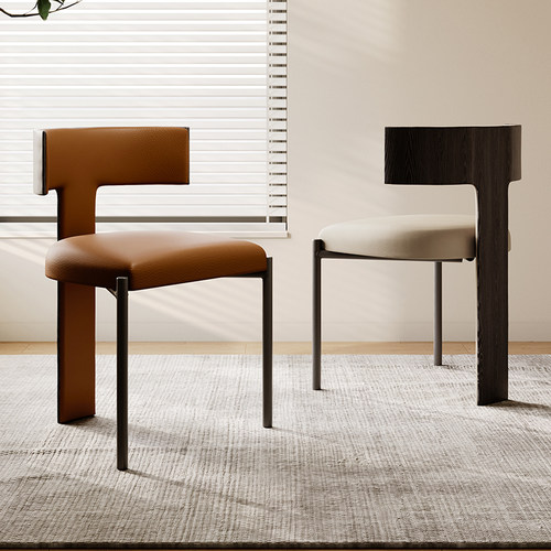 意式极简设计师高级餐椅家用书椅化妆凳高端中古风复古靠背椅子