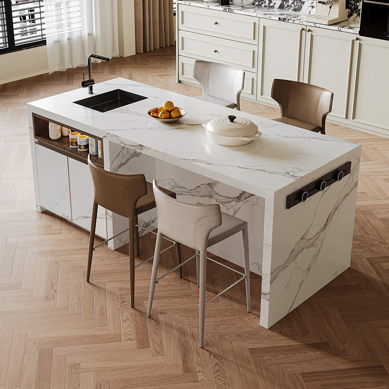 法式中古风岩板齐平式岛台餐桌一体小户型客厅家用带水槽操作台,住宅家具,岛台餐桌,淘宝优惠券,粉丝福利购,淘宝优惠卷