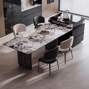天然奢石岛台餐桌一体雪山飞狐家用高级感客厅开放式 导台可定制