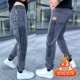 男款 宽松束脚弹力潮流胖子休闲裤 加绒加厚大码 牛仔裤 耐磨工作裤 男