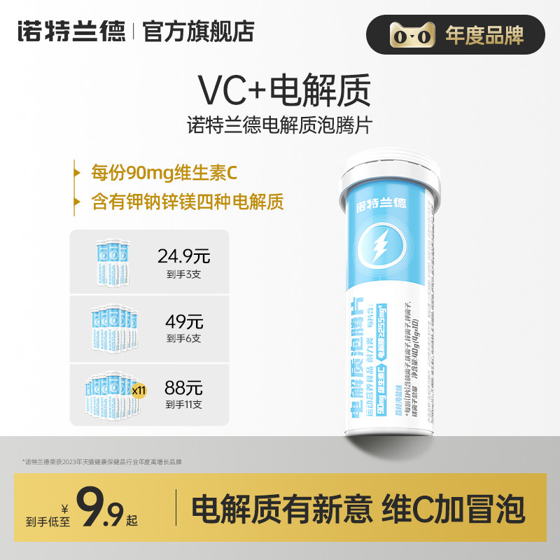 诺特兰德电解质泡腾片维生素c电解质运动固体饮料vc泡腾片正品