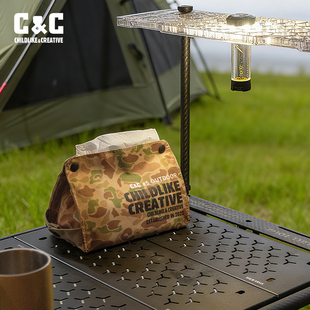 CC户外抽纸收纳包野餐纸巾盒车载客厅露营风格