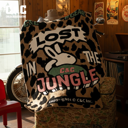 CC户外趣味毛毯收纳针织可折叠美式春秋冬季毛毯宿舍复古披肩绒毯