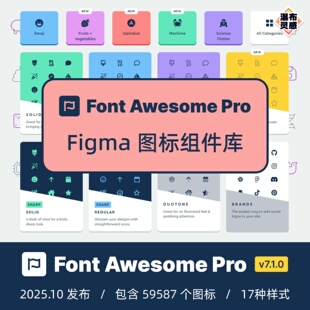【Figma 组件库】FontAwesome Pro v7.1.0 永久更新 OTF 图标字体
