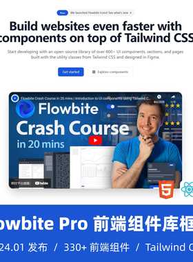 Flowbite Pro 202401 前端组件模板框架 Tailwind CSS React Vue