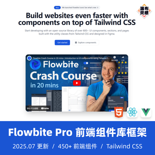 Flowbite Pro 202507 前端组件模板框架 Tailwind CSS React Vue