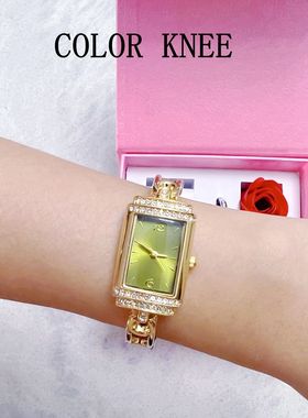 2025新款小绿表电子轻奢方形小众女表时尚绿色女士潮流链条手表