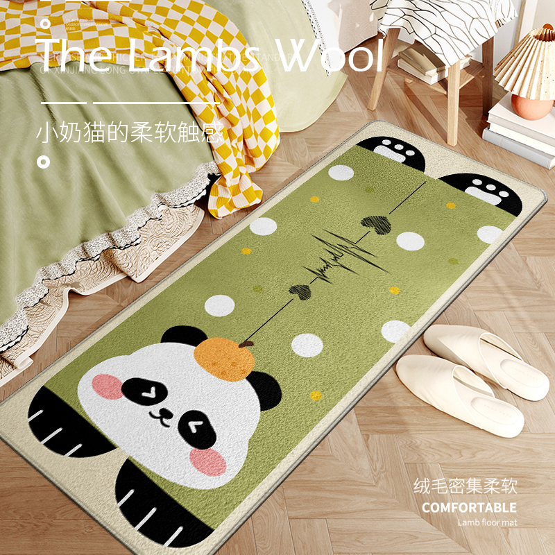 卡通毛绒床边毯房间装饰