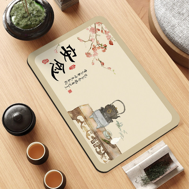 中式禅意茶垫吸水硅藻泥沥水洗手台厨房台面餐垫隔热垫茶杯茶桌垫,居家布艺,茶席,淘宝优惠券,粉丝福利购,淘宝优惠卷