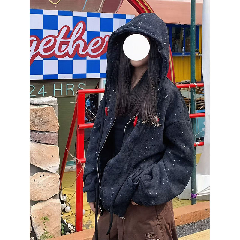 【送运费险】美式加绒连帽卫衣女