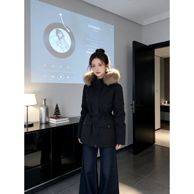 超好看韩系大毛领连帽派克棉服女秋冬季中长款收腰加厚保暖外套,女装/女士精品,棉衣/棉服,淘宝优惠券,粉丝福利购,淘宝优惠卷