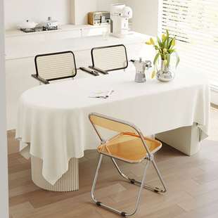 高档奶油白桌布轻奢高级感台布免洗防油防水茶几垫餐桌垫