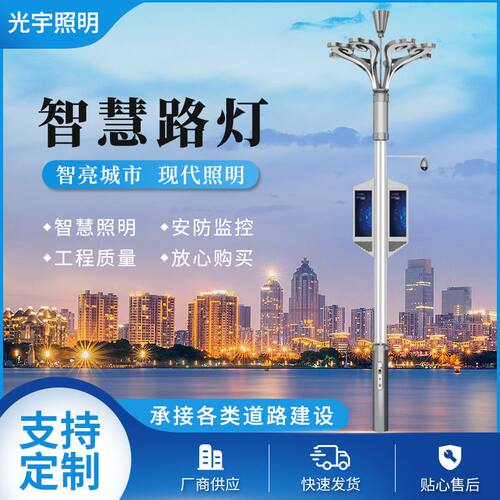 城市智慧路灯 智能LED屏户外多功能监控照明充电桩一体化 可定 制