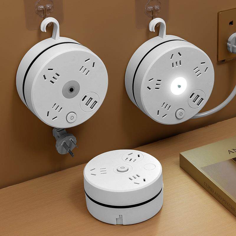 可收纳挂墙多功能插座带US