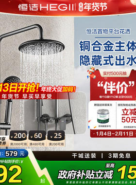【政府补贴15%】恒洁淋浴花洒套装精铜龙头浴室龙头大顶喷枪灰949