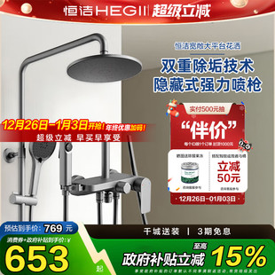 恒洁淋浴花洒套装 双重除垢合金防烫置物大平台四功能喷枪花洒936