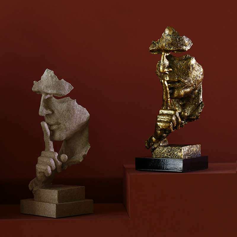 简约现代沉默是金非礼勿言工艺品摆件雕塑办公室客厅艺术品装饰品