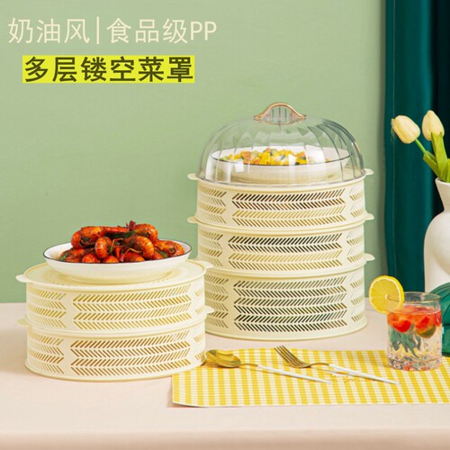 盖菜罩2025新款家用高端镂空菜罩带盖多层防苍蝇剩菜饭菜收纳架