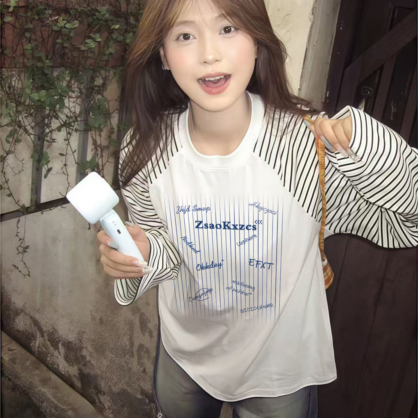 2026新款爆款春秋长袖t恤女条纹美式上衣宽松白色纯棉内搭打底衫