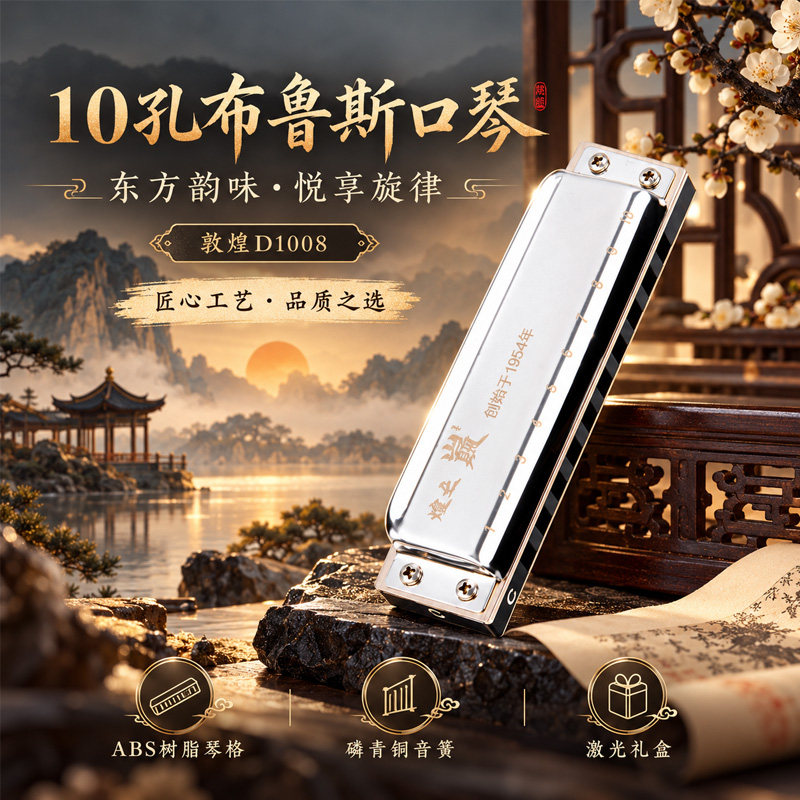 敦煌10孔蓝调布鲁斯口琴教学