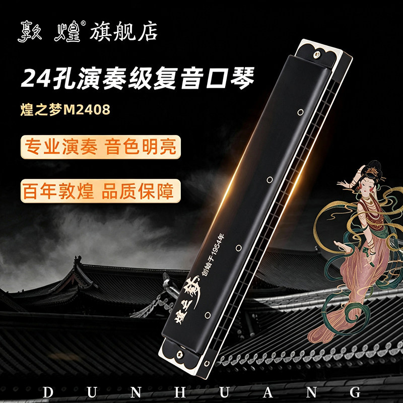 敦煌24孔新款复音口琴12调全正品