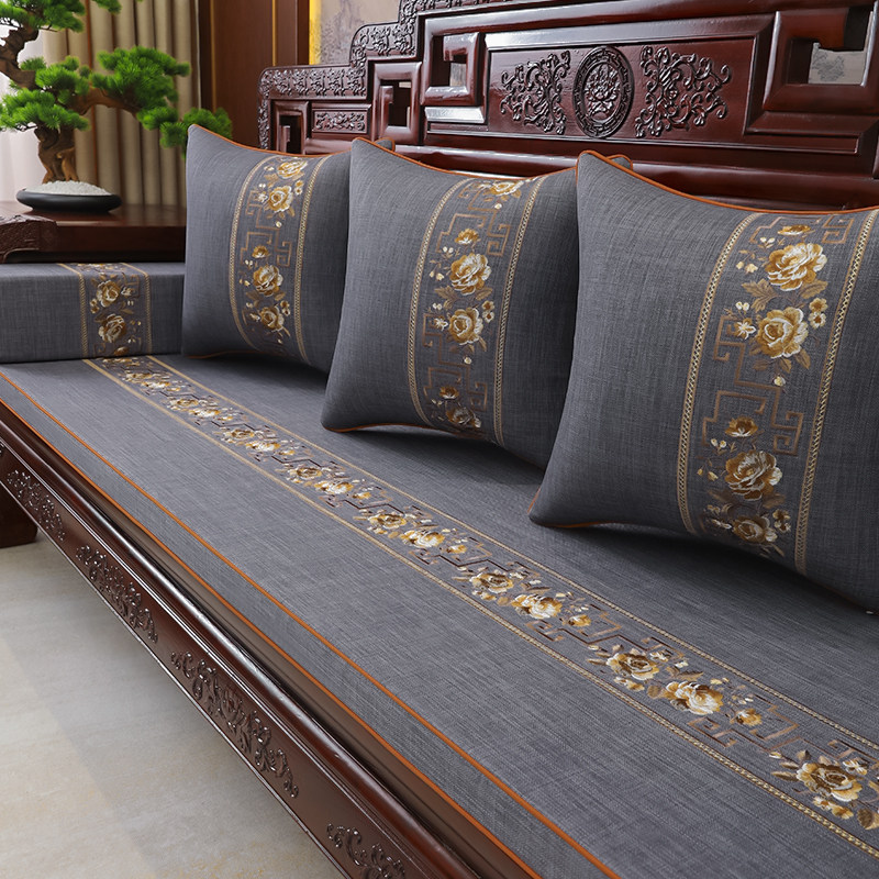 新中式实木沙发坐垫红木沙发防滑垫子定制海绵罗汉床垫乳胶椅垫子