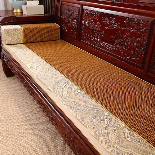 夏季红木沙发坐垫凉席定做新中式实木沙发夏季藤席凉垫罗汉床椅垫