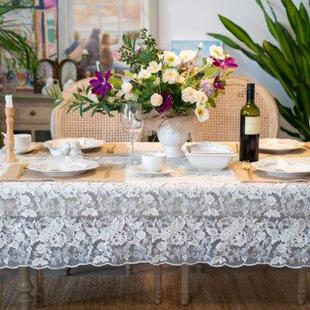 PEONY欧式 蕾丝绣花餐桌布防水防污MISS 轻奢纱圆长茶几台钢琴盖布
