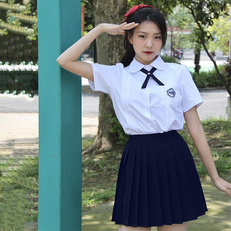 台湾附中学生校服套装jk制服风琴褶白衬衫初高中毕业季学院风班服