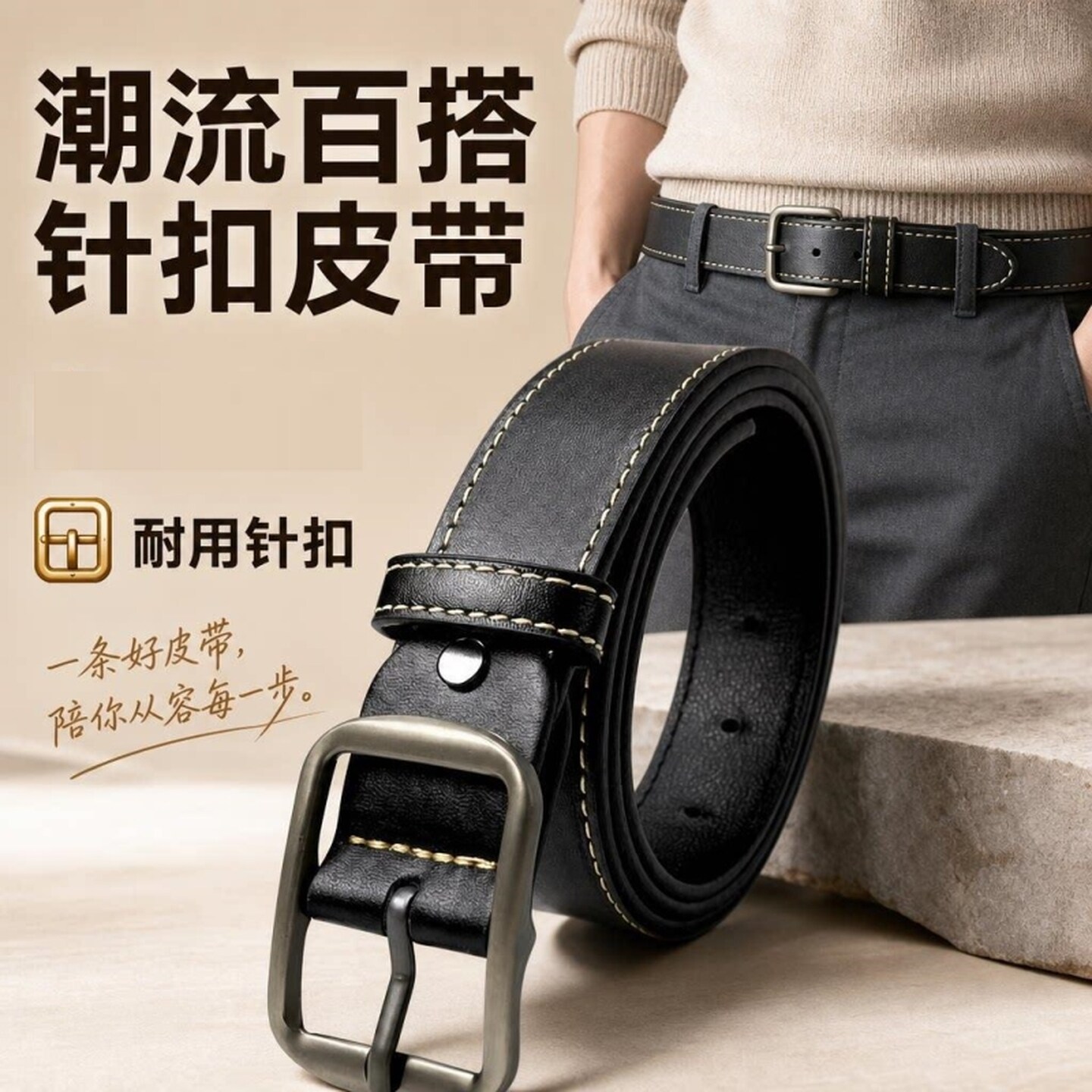 学生韩版青少年男生皮带牛仔裤腰带潮流百搭针扣休闲时尚裤带皮带