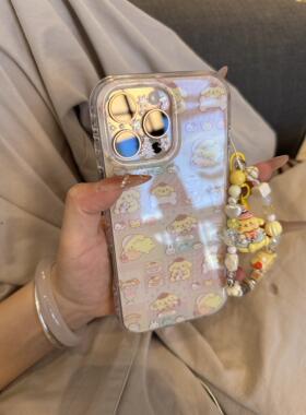 ins日韩满屏拼接日常布丁狗链条手机壳适用苹果16promax新款IMD双层15pro全包14promax保护套14/13防摔16女款