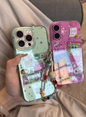 夏日透色拓麻歌子适用iPhone16promax手机壳新款苹果15pro创意卡通14pro个性13pro可爱16pro防摔保护套少女