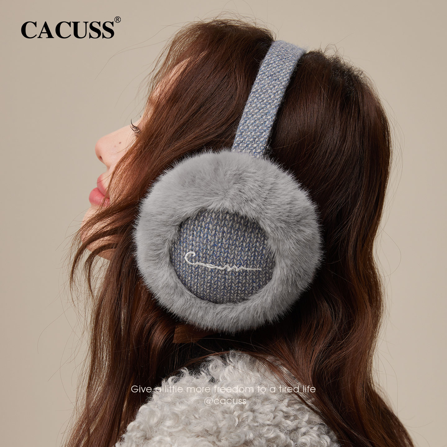 CACUSS冬季保暖复古毛绒耳罩女士