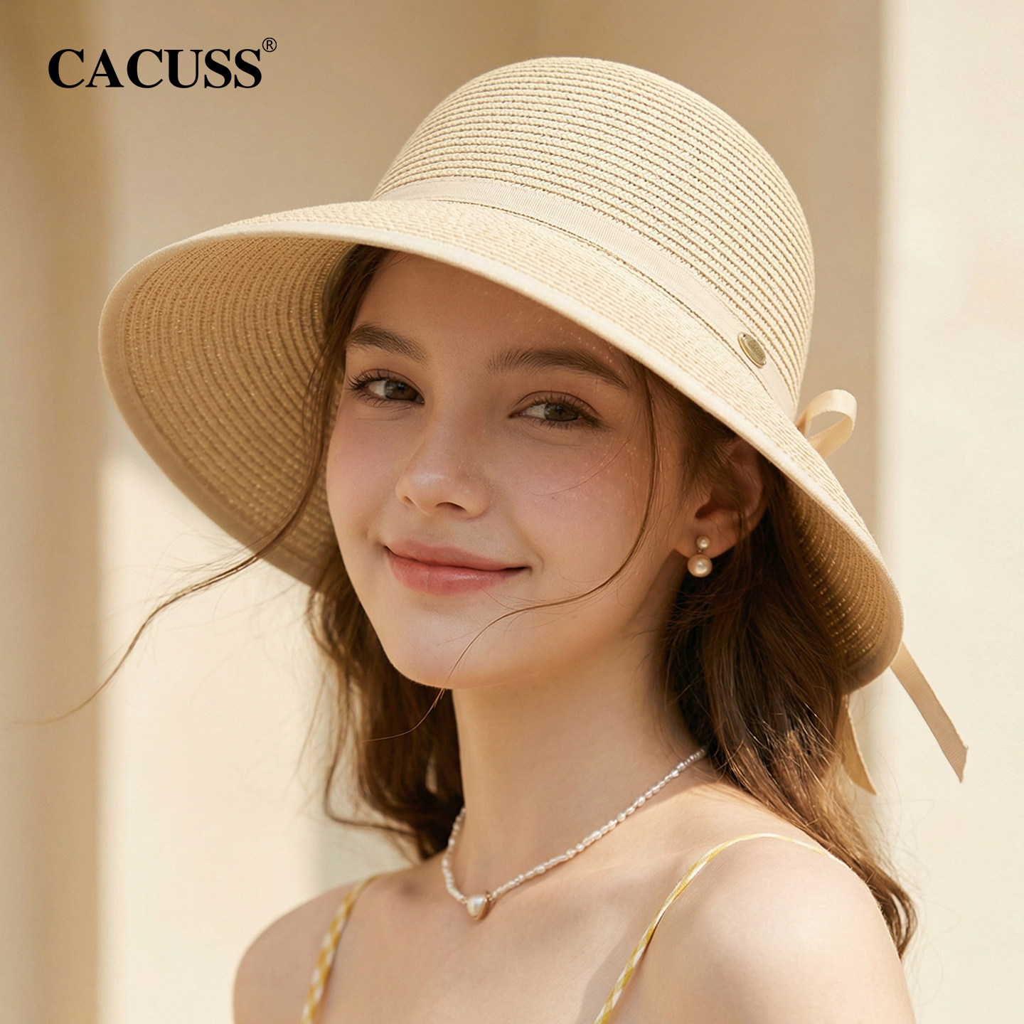 CACUSS法式优雅显脸小遮阳草帽女图片
